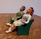 Barclay Manoil - Vtg 1930s Man And Woman Sitting  On Bench Lead Toy Figures Usa