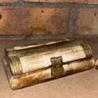 Antique   Vintage Trinket Box Bone   Brass Rare X2 Beautiful 