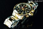 New Invicta Men s 45mm Pilot Specialty Chrono Black Dial 18k Gold 2tone Ss Watch