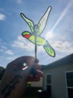 Vintage Stained Glass Hummingbird Wall Hook - Hanging Sun Catcher - Garden Decor
