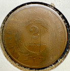 1867 Two Cent Piece Bronze Shield 2c Graffitied Circulated Us Type Coin