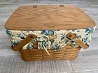 Longaberger Large Picnic Basket Rose Trellis Liner Signed Numbered Vintage 1997