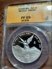 2008 1 2 Oz  999 Fine Silver Libertad Proof Coin Anacs Pf69 Dcam         