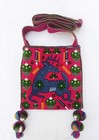 Huichol Handwoven Yarn Bag   Deer And Peyote Design   Indigenous Mexican Art