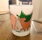 Vtg Neiman Marcus Frosted Pink Elephant Holiday Cocktail Glasses Set Of 5