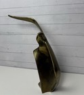 Vintage Brass Bird Sculpture  Modernist Mid Century Abstract Seagull In Flight