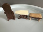 Vintage Lot Miniature Dollhouse Furniture Ironing Board  Mirror  Bench