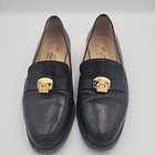 Vintage St John Women s Slip On Loafers Shoes Size 5 Black Leather Italy