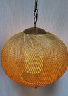 Vintage 1960s Mid Century Spun String Fiberglass Hanging Swag Lamp Light