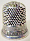 Antique Sterling Silver Sewing Thimble Honeycomb Top Sides Mono