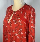 Lucky Brand Women Blouse Shirt Tunic Top Small Long Sleeve Keyhole Peasant Red