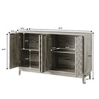 Modern Wooden Buffet Sideboard  Storage Cabinet With 4 Diamond Embossed Doors