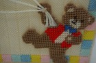 Vintage Teddy Bear Diaper Stacker Plastic Canvas Needlepoint Nursery Decor