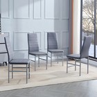 Round Glass Dining Table Silver Legs   4pcs High Back Gray Dining Chairs Set