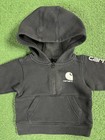 Carhartt Baby Boy Black Hoodie 3 Months Spellout Pockets Logo 1 2 Zip Sweatshirt