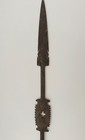 African Spear Head 22 Inches Long With Circle Designs Carved In The Metal