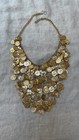 Chunky Glamorous Boho Festival Faux Gold Coin Necklace 1970 s