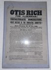 Original 1838 Otis Rich For Alderman  Unfortunate Nomination Poster 14 5x10 5in