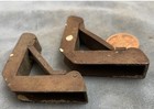 2 Antique Cast Brass Stair Rod Brackets Vintage C1900 Triangle Old Holders Orig