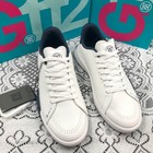 New G fore G 112 Men s Snow twilight Golf Shoes Pu Leather White blue Sneakers 