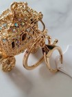 Gold Coach Princess Rhinestone Purse Charm Royal Carriage Keychain