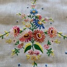 Vintage Linen Table Runner Floral Embroidery Flaws Handmade 42 X 15