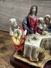 The Last Supper Statue Resin Vintage Wooden Base Religious Euc Free Shipping
