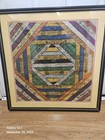 Pair Of Framed 1800 s Vintage Antique Silk Cigar Bands Folk Art Hand Stitched