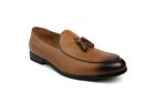 Genuine Leather Cognac Brown Slip On Men s Dress Shoes Loafers With Tassel Azar