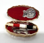 Vtg Butterfly   Gold Tone Mini Pillbox Sewing Kit New Complete
