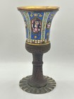 Antique Persian Islamic Qajar Era Polychrome Enamelled Ghalian Cup  19 C  Iznik