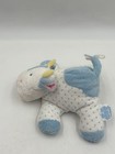 Vtg Eden Toys Terry Cloth Cow Blue White Polka Dot 6    Plush Baby Rattle Lovey
