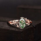 Natural Moss Agate Ring  925 Sterling Silver  Leaf Twig Ring- All Size