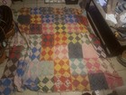 Vintage Multicolor King Sized Quilt Hand Sewn Cotton Fabric    Heavy     