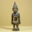 African Tribal Female Figure Sculpture Hand Carved Wood Statue Beaded -g6372