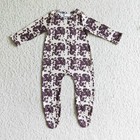 Infant  Clothes Newborn Boys Fishing Print Zip Footed Romper Baby Bodysuit