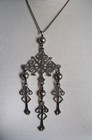 Large Vintage Mexican Yalalag Dangling Cross Sterling Silver Pendant 6 5  - 35g