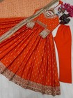 New Designer Orange Chinon Silk Salwar Kameez With Dupatta For Women   Girls