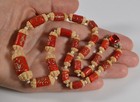 Antique Art Deco Neiger Czech Lipstick Red Glass Bead Necklace C 1920