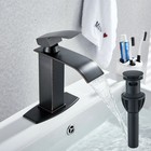 Black Widespread Bathroom Sink Faucet Basin 3 Hole Vanity Mixer Waterfall Tap