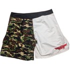 Vtg War Wear Mma Kickboxing Men Size 38 Camo White High-split Shorts Made Usa