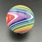 Contemporary Handmade Art Glass Marble 1 02  Beautiful Rainbow Wigwag Swirl Mib