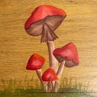 Merchants Box Co Vintage Wood Recipe Box Mushroom Hand Painted 1989 Brown