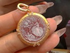 925 Sterling Silver Red Agate Cameo Vintage Jewelry Pendant Estate Jewelry