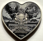 2024 Chad 1 Oz Silver Dragon   Phoenix Heart-shaped Coin High Relief  351 888