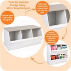 Three Bin Stackable Toy Storage Cubby Organizer - Expandable Modular Storage    