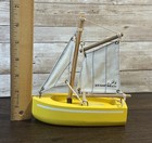 Vintage Bosun Boats Toy Model Boat Sailboat Yellow Wood 7    Nautical Decor