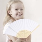 X 2 Piece Bouboni Milky White Hand Held Bamboo Folding Fans Paper Fans Handhe