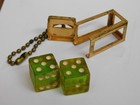 Vintage Old Crisloid Caged Dice Speak Easy Club Keychain Green Dice Keychain