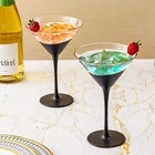 Matte Black   Gold Tone Plated Martini Glasses  Cocktail Stemmed Glass  Set Of 4